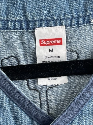 Supreme Patches Denim Baseball Jersey S/S 2021 Sz M - photo 5