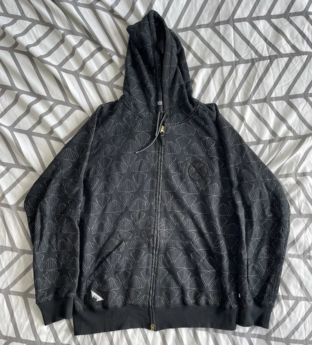 10 Deep Full Zip Hoodie Black Sz L 100 % Authentic