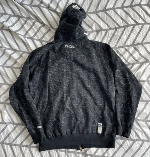 10 Deep Full Zip Hoodie Black Sz L 100 % Authentic - photo 2