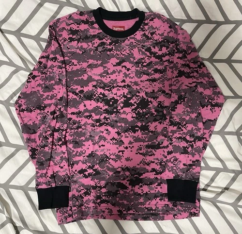 Supreme Digital Camo Pocket Long Sleeve Pink Sz M