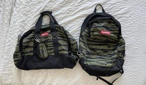 Supreme Back Pack/Duffle Bag/ Pouch Set 2011 Olive Zebra