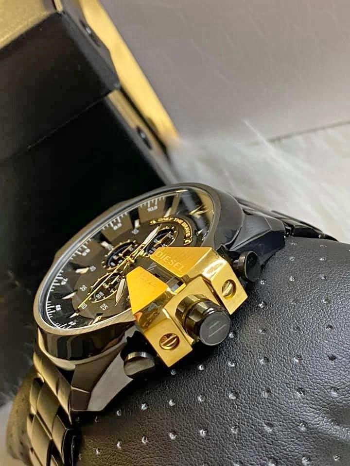 Diesel Men's Mega Chief Chronograph Black Steel Watch (DZ4338)