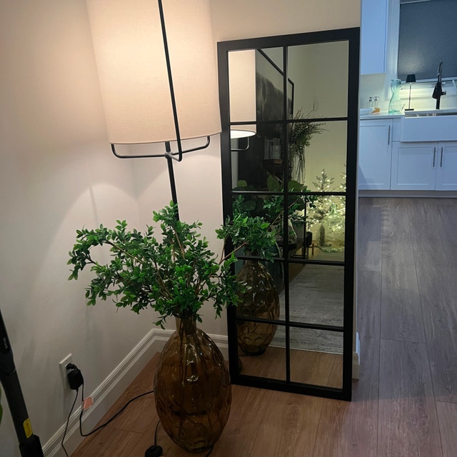 BLACK WINDOWPANE MIRROR