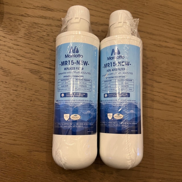 2 Fridge Water Filters Marriotto MR15-NEW