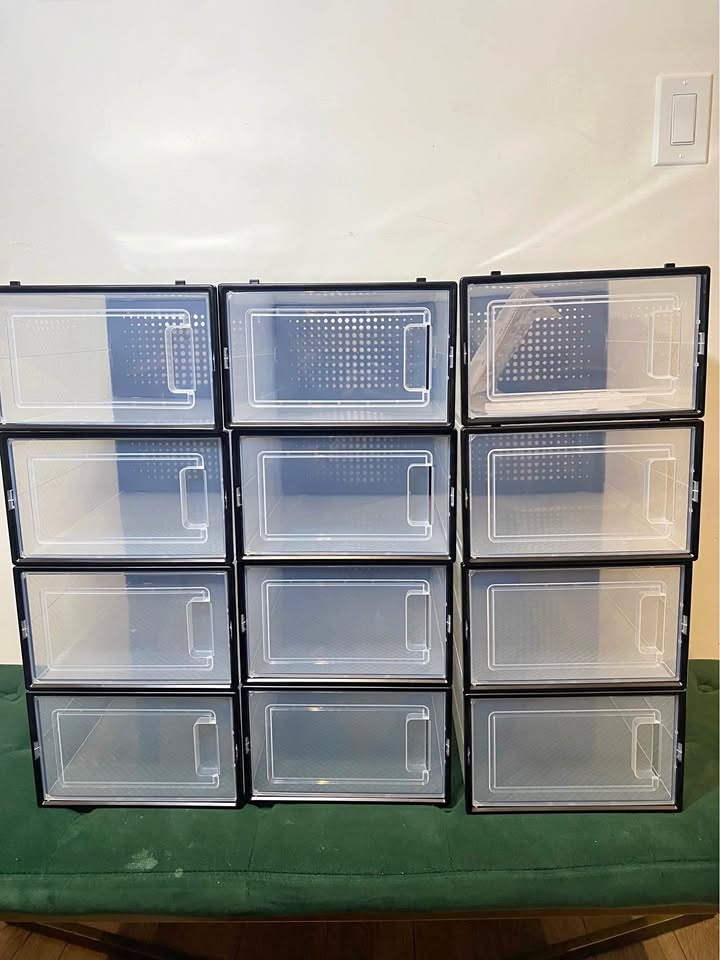 SONGMICS 12 Pack Clear Stackable Shoe Boxes | Cube Storage