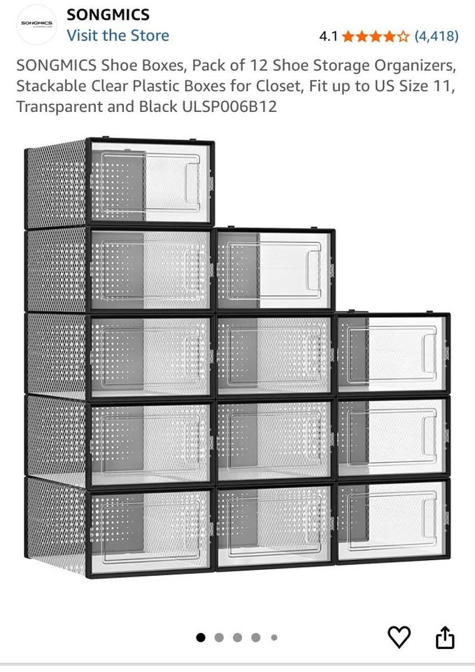SONGMICS 12 Pack Clear Stackable Shoe Boxes | Cube Storage - photo 2
