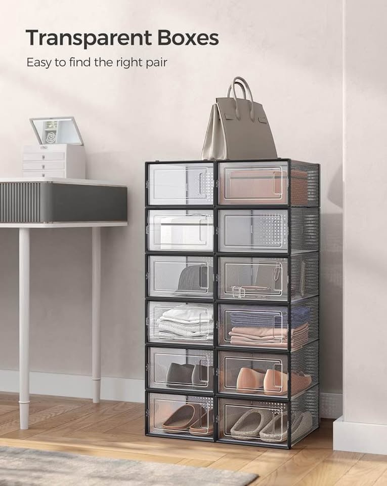 SONGMICS 12 Pack Clear Stackable Shoe Boxes | Cube Storage - photo 3