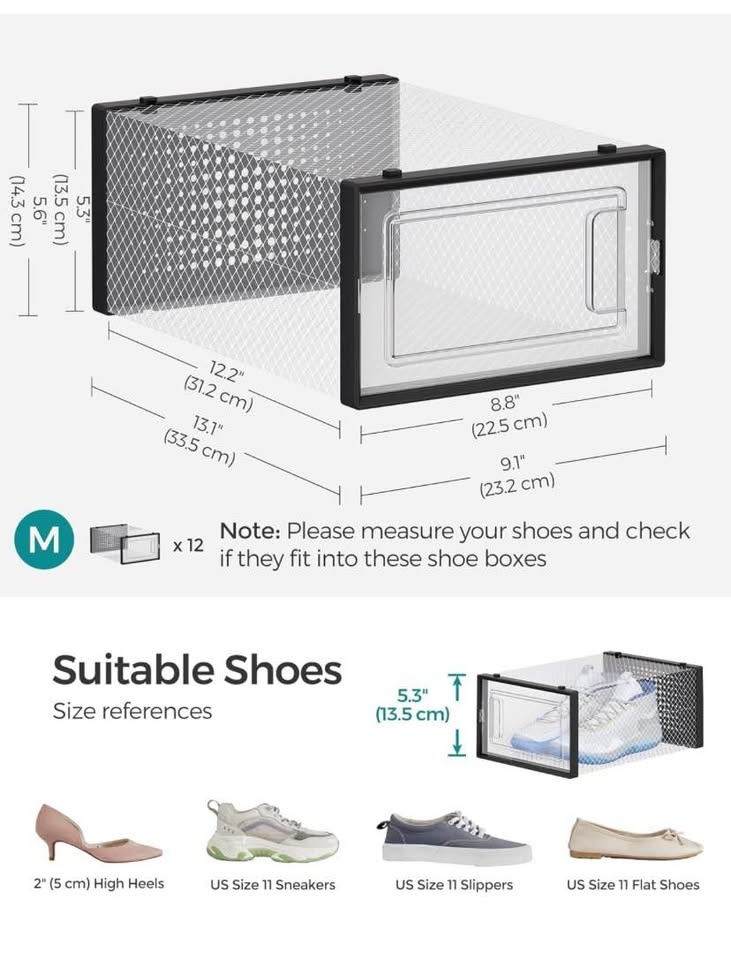 SONGMICS 12 Pack Clear Stackable Shoe Boxes | Cube Storage - photo 4