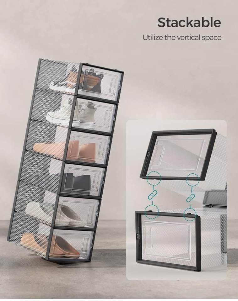 SONGMICS 12 Pack Clear Stackable Shoe Boxes | Cube Storage - photo 5