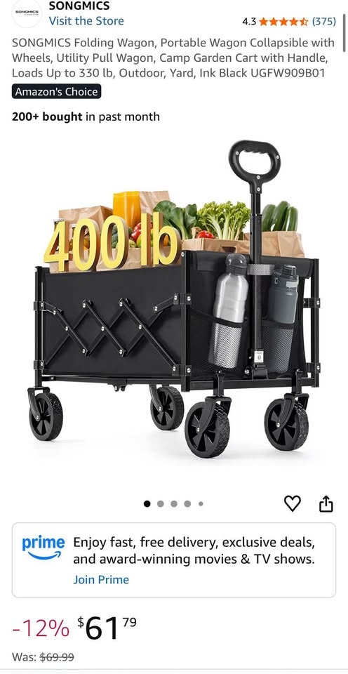 SONGMICS Folding Wagon - Heavy-Duty, Portable - photo 3