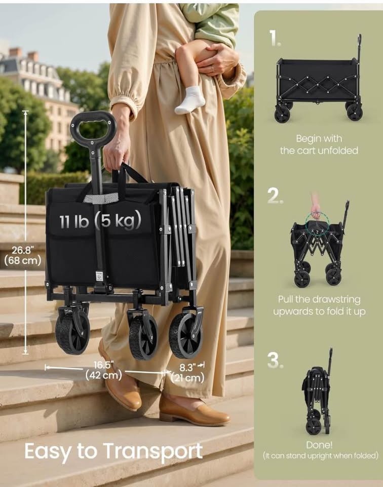 SONGMICS Folding Wagon - Heavy-Duty, Portable - photo 5