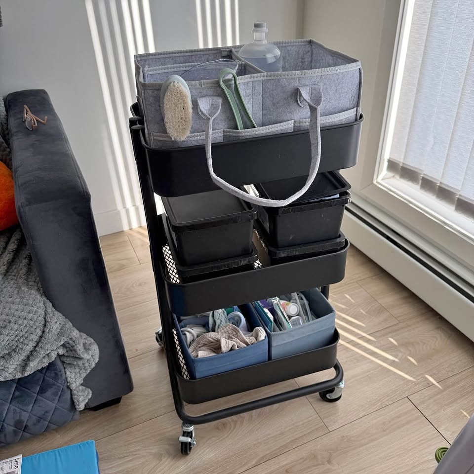 Rolling Storage Cart + Baby Caddy Organizer
