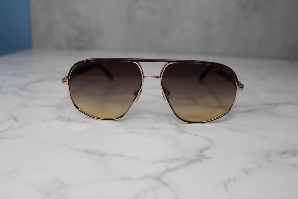 TOM FORD MAXWELL TF1019 28F Brown Yellow Aviator Sunglasses NWT - photo 2