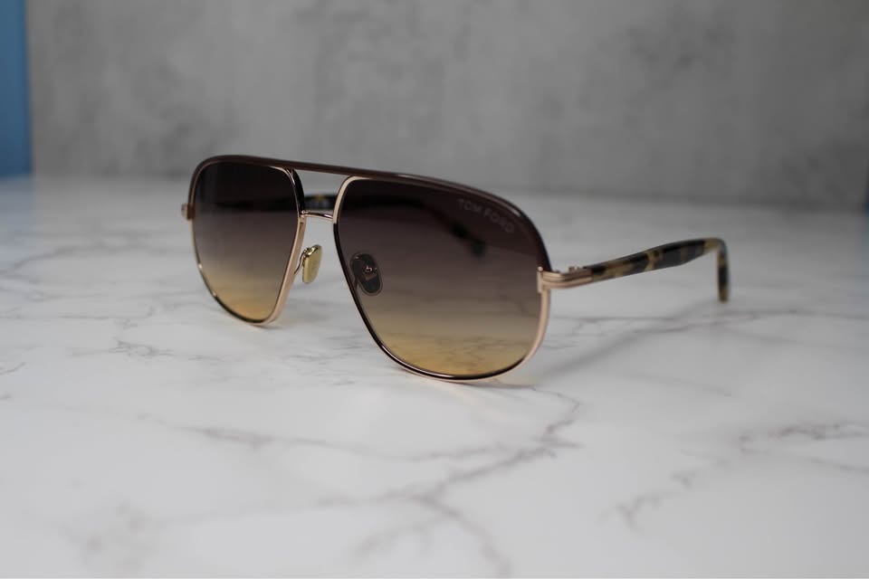 TOM FORD MAXWELL TF1019 28F Brown Yellow Aviator Sunglasses NWT - photo 3