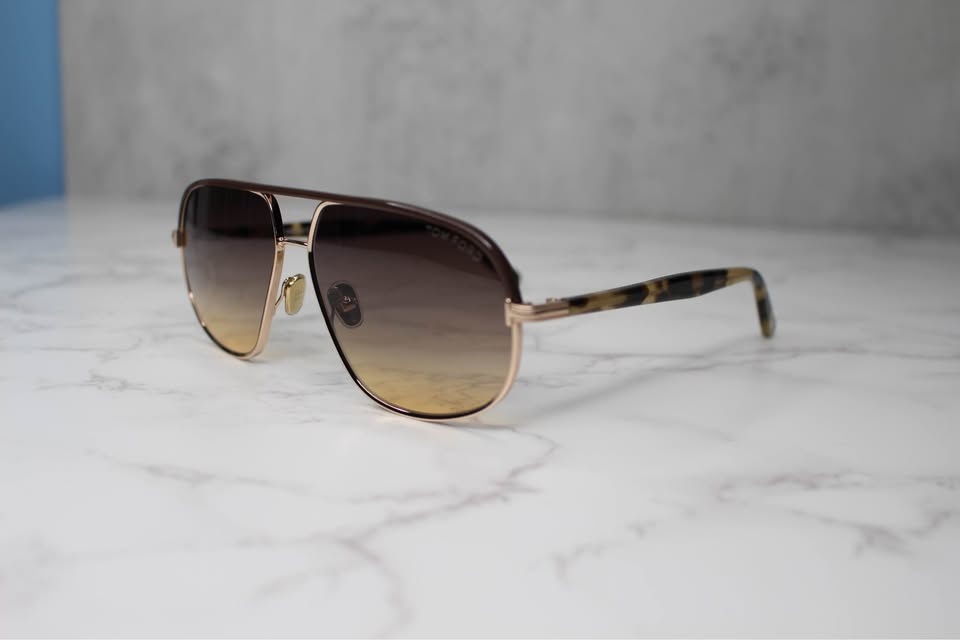 TOM FORD MAXWELL TF1019 28F Brown Yellow Aviator Sunglasses NWT - photo 5