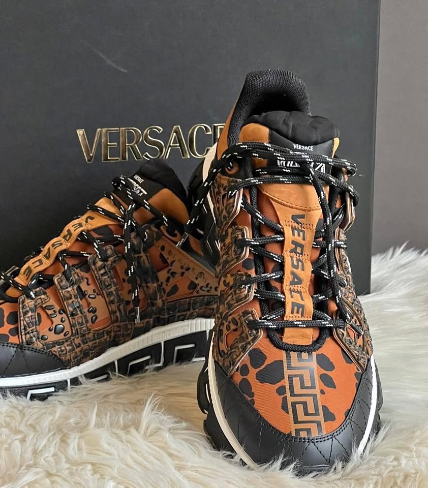 Versace Sneaker Vitello Stampa Dalmata Mix Material NEW