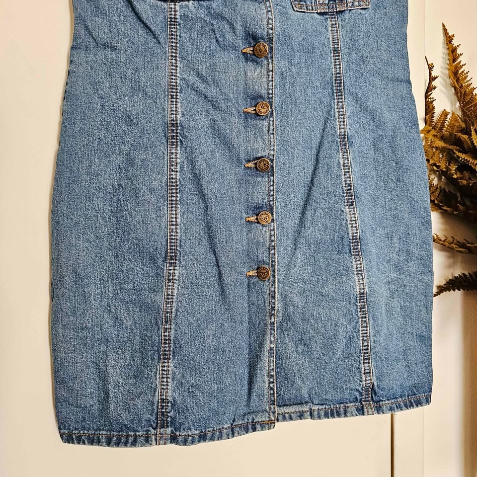 Vintage 90s Y2K Guess Denim Jumper Mini Dress - Size L - photo 5