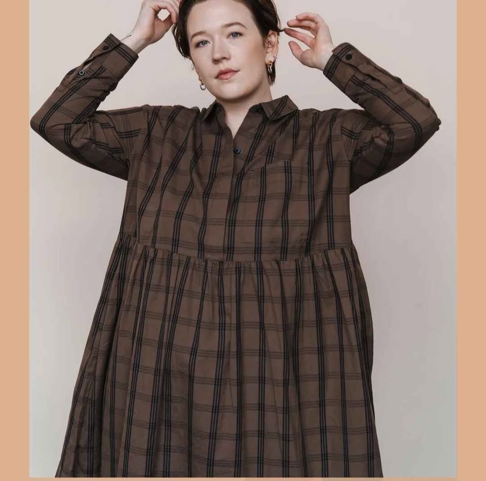 Everlane Brown Plaid Smock Babydoll Shirt Dress - Size S - photo 2