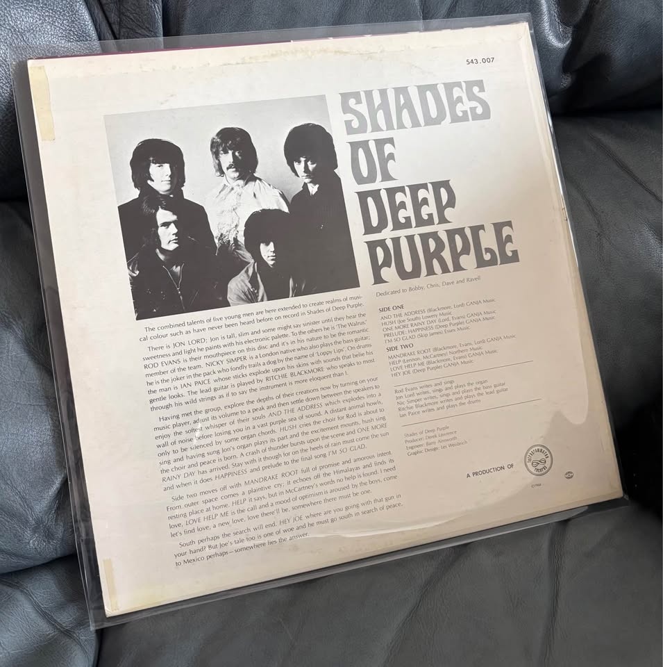 Early Canadian "Shades of DEEP PURPLE" Classic Rock Vinyl - photo 5