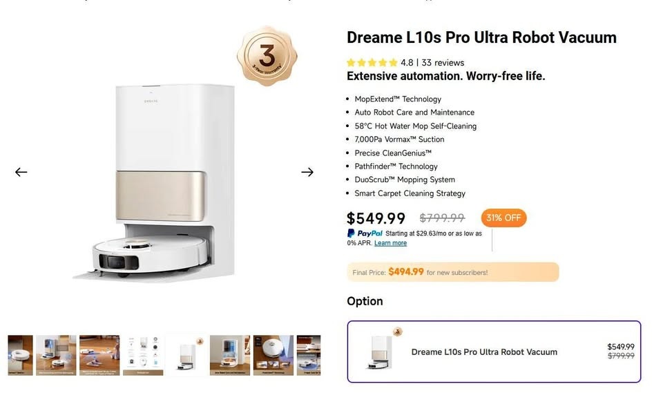 2x Dreame L10s Ultra Robot Vacuums - Like New ($250 each)