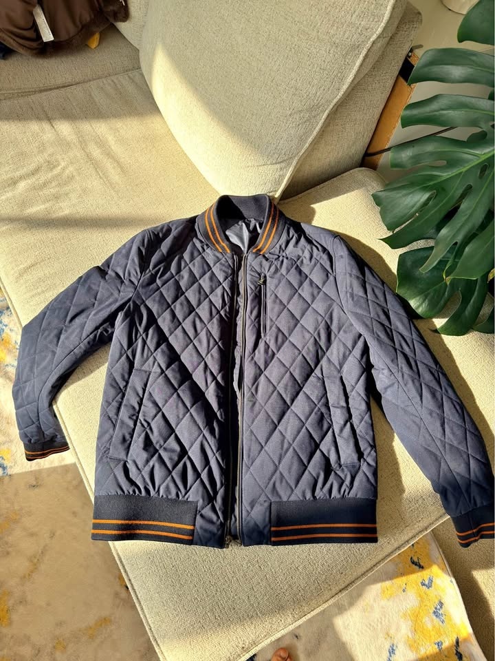 Saks Fifth Avenue Striped Bomber Jacket, SMALL