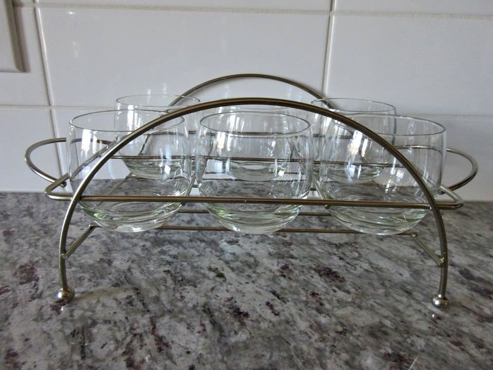 Vintage Roly Poly Glasses Set with Caddy (6 Glasses)