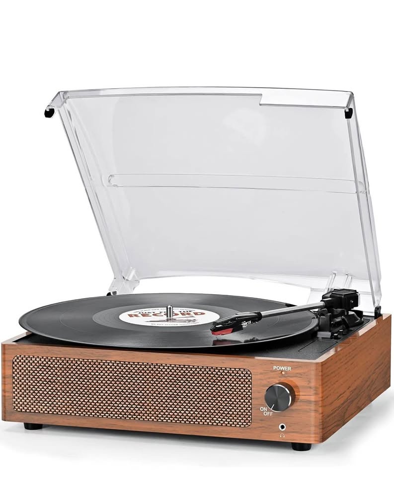 Vintage Vinyl Record Player with Speaker & Bluetooth