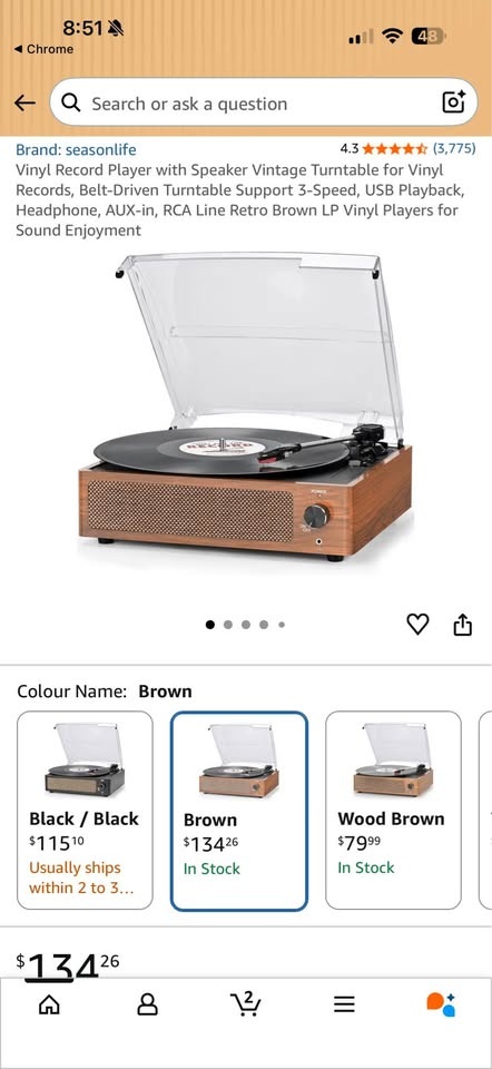 Vintage Vinyl Record Player with Speaker & Bluetooth - photo 2