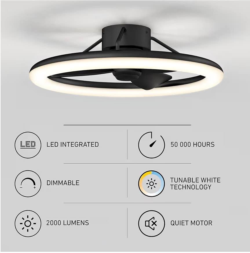 Artika Darren Black Ceiling Fan with Lights and Remote