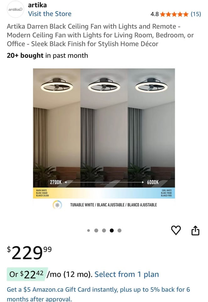Artika Darren Black Ceiling Fan with Lights and Remote - photo 3