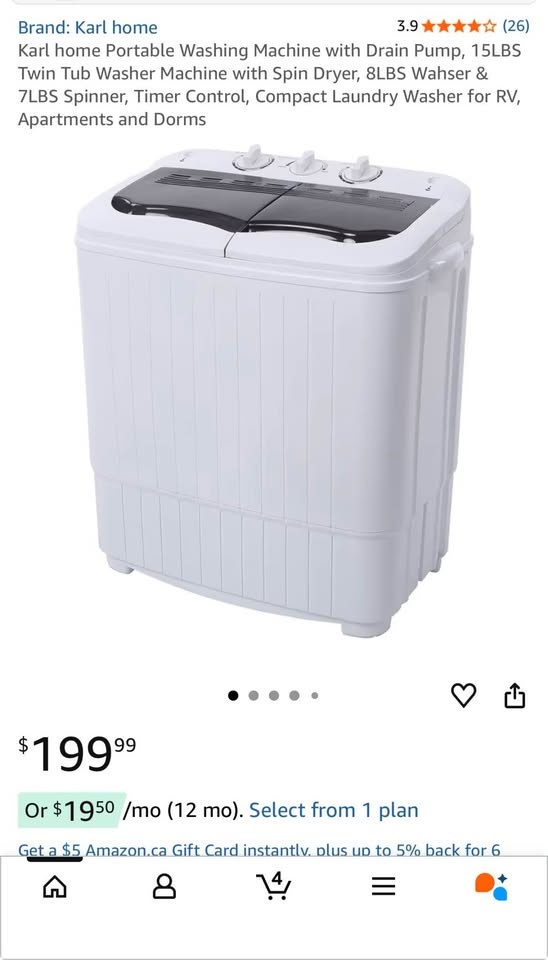 Karl home Portable Washing Machine w/ Drain Pump, 15LBS Twin Tub - photo 3