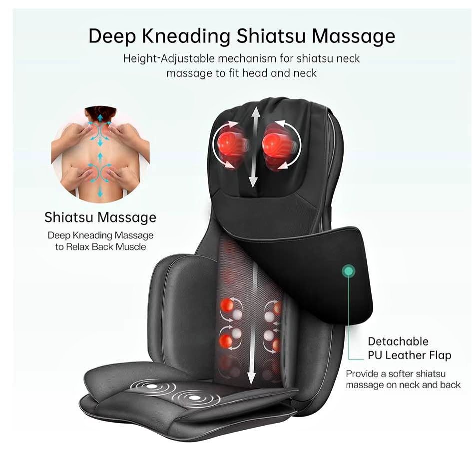 Massage Chair - Neck Back Massager with Heat & Compress
