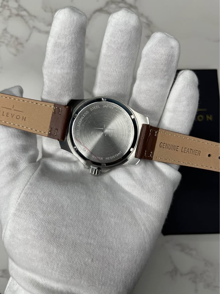 Elevon Aviator Men's Watch Green Dial Brown Leather Strap - photo 4