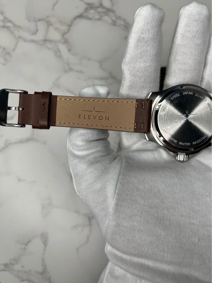 Elevon Aviator Men's Watch Green Dial Brown Leather Strap - photo 5