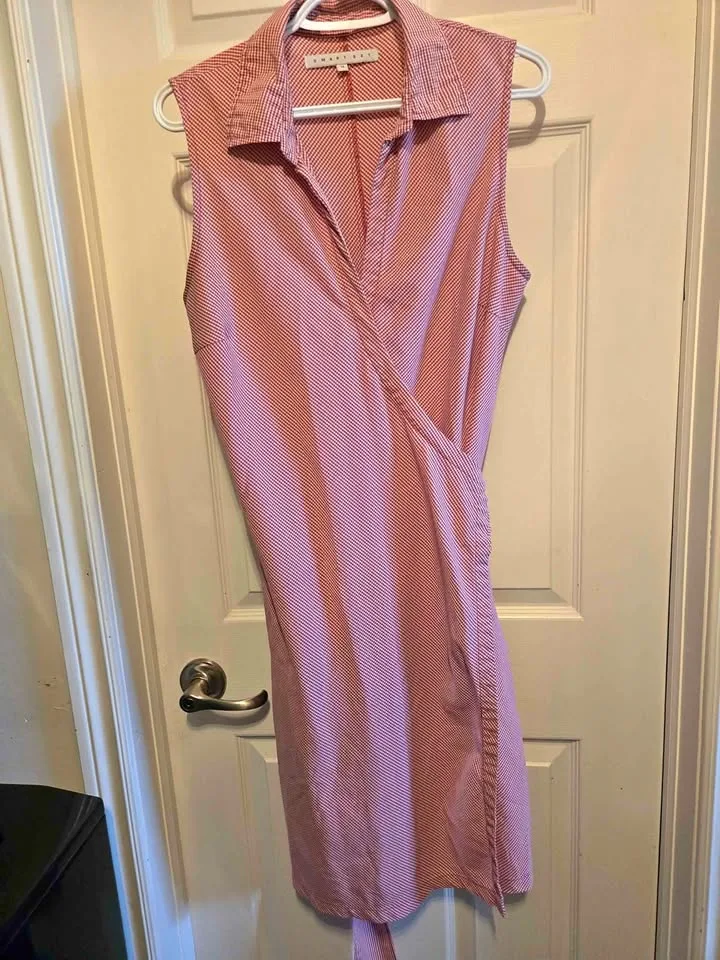 Red gingham wrap dress thumbnail