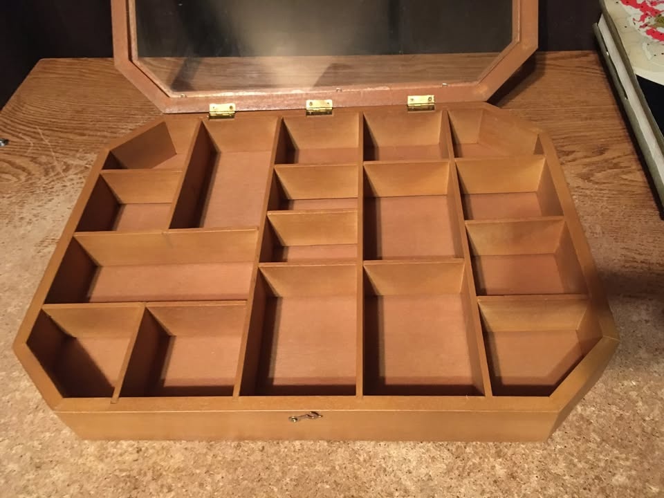 Vintage Wood Curio Cabinet Shadow Box - 17 Compartments - photo 3