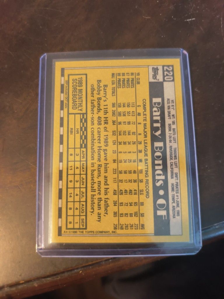 1990 Topps Barry Bonds Mint Condition - photo 2