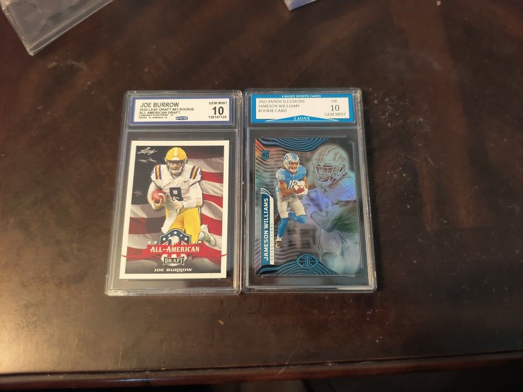 Joe Burrow Rookie CCG 10 or Jameson Williams 4 Bases Loaded 10