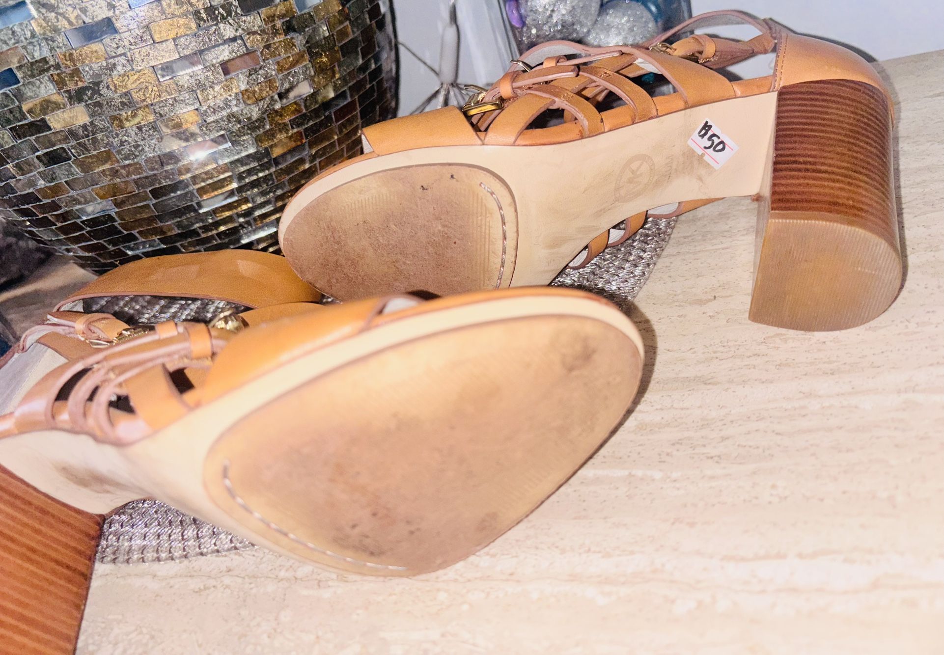 Michael Kors Leather Gladiator Block Heel Sandals - Size 10 - photo 5