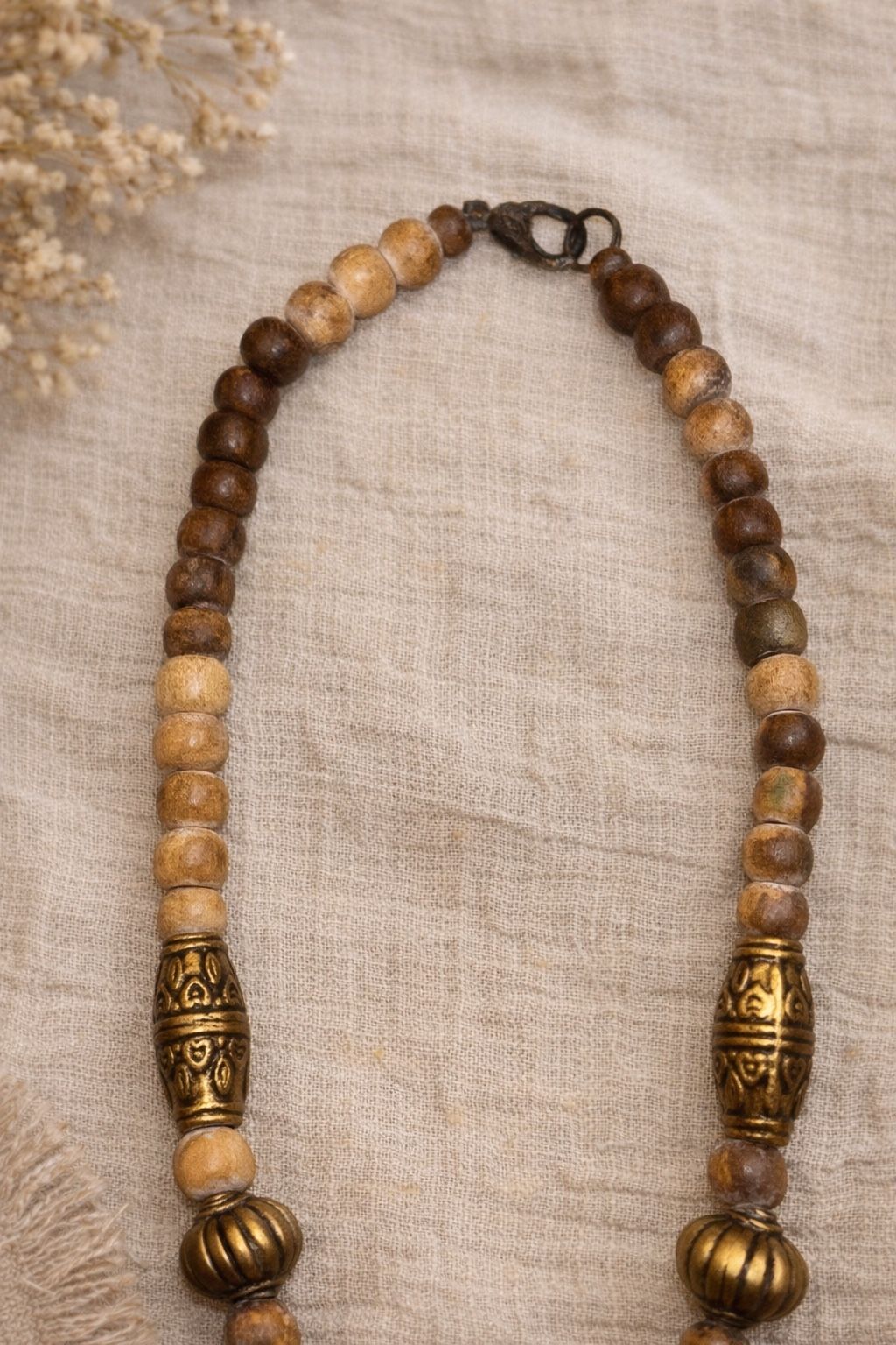 Vintage Boho Statement Necklace Faux Amber Pendant - photo 2