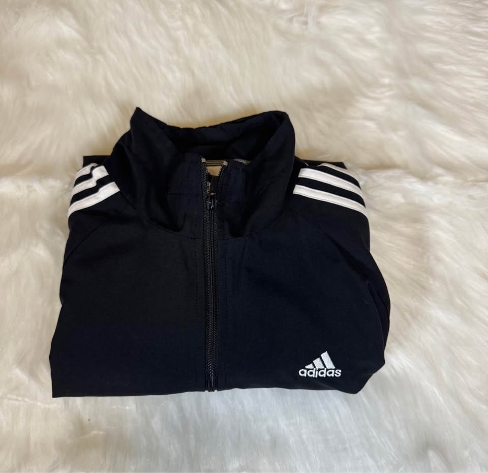 Adidas Black Track Jacket White 3-Stripes - photo 2