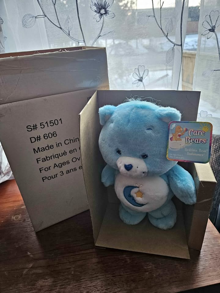 Vintage 2002 Care Bears Blue Bedtime Bear Plush + VHS