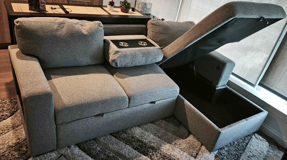 Like New Gray Convertible Sofa