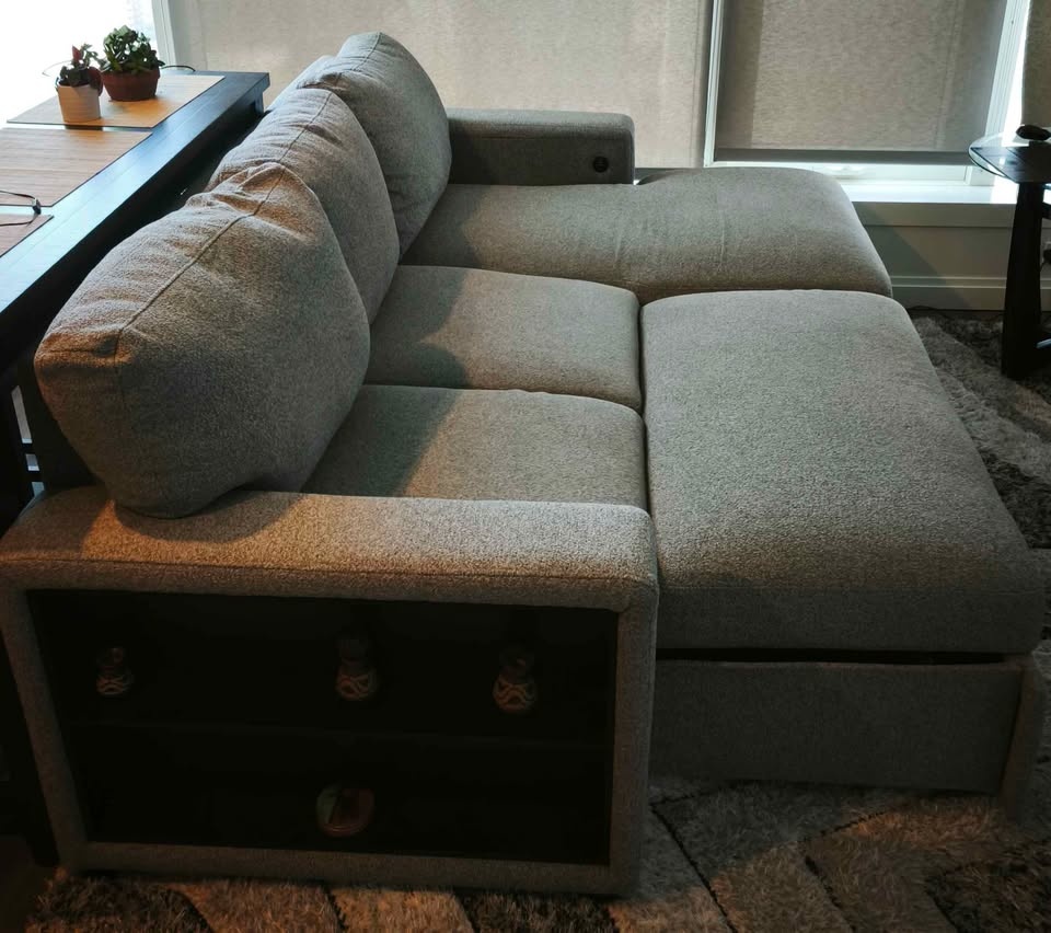 Like New Gray Convertible Sofa - photo 2