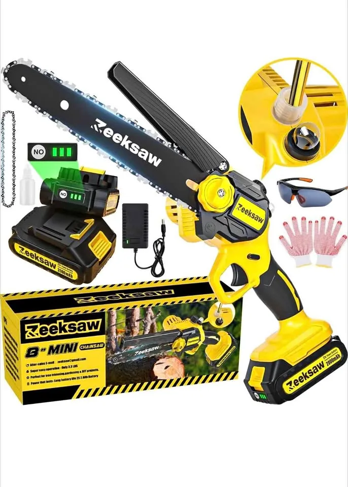 Cordless Electric Chainsaw 2 Batteries and Charger thumbnail
