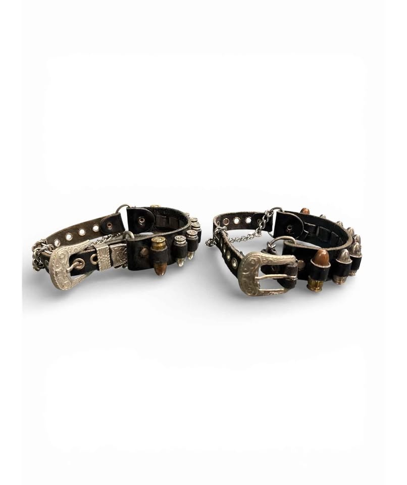 Set of Leather bandolier-style dog collars with bullets - photo 2
