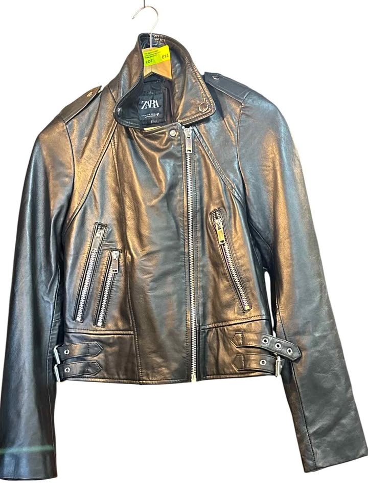 Zara Women's Black Leather Jacket XS