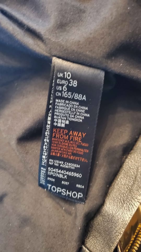 Topshop black faux leather moto jacket size 6 - photo 2