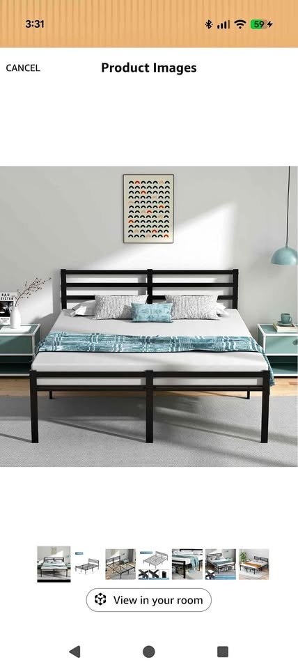 Double/Full Bed Frame w/ Headboard & Footboard - 16" H