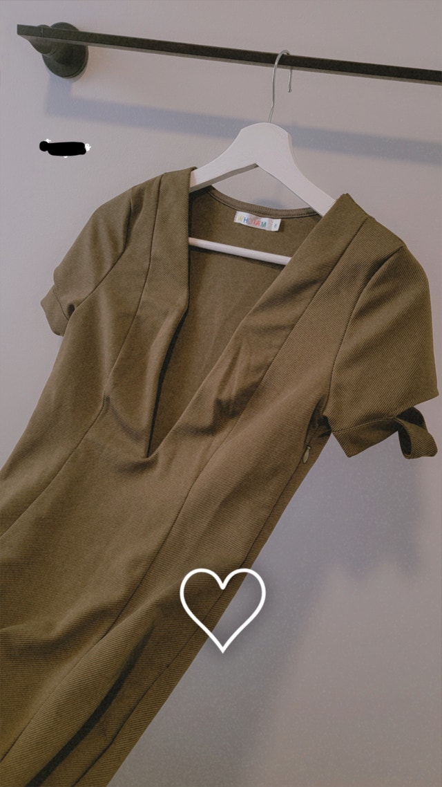 Size 8 Olive Green Dress - Worn Once